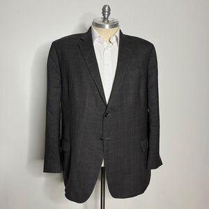 Joseph Feiss Gold Sport Coat Blazer‎ 50L Mens Wool Check Brown Big & Tall